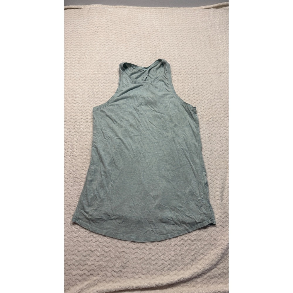 Lululemon Athletica Women Blue Heathered Split Back High Neck Tank Top 4923